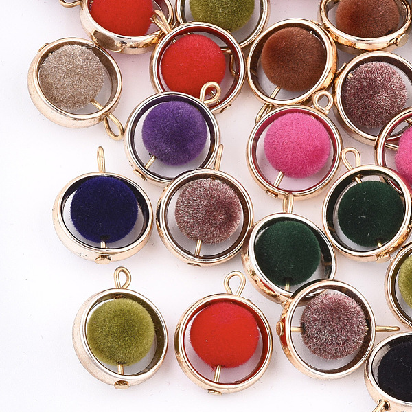 

PandaHall UV Plating Acrylic Pendants, Flocky, Round, Light Gold, Mixed Color, 19~20x15.5x9.5~10mm, Hole: 1.8mm Acrylic Round Multicolor