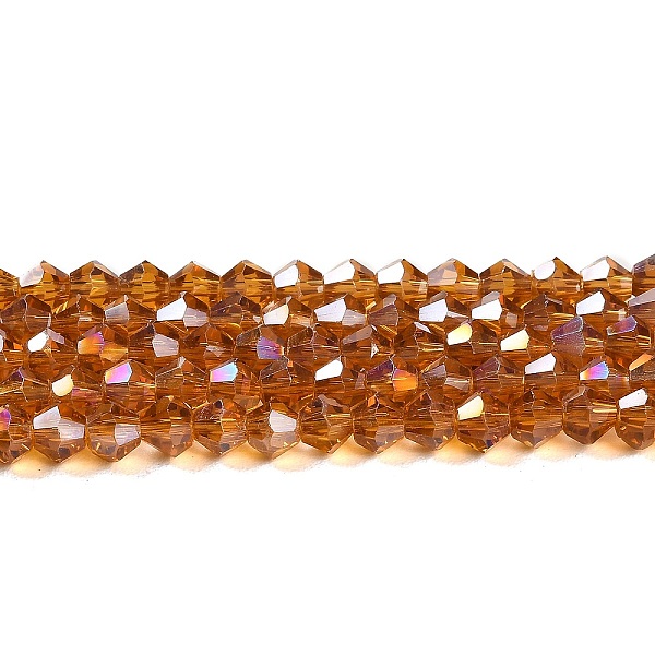 

PandaHall Transparent Electroplate Glass Beads Strands, AB Color Plated, Faceted, Bicone, Dark Orange, 6x6mm, Hole: 1mm, about...