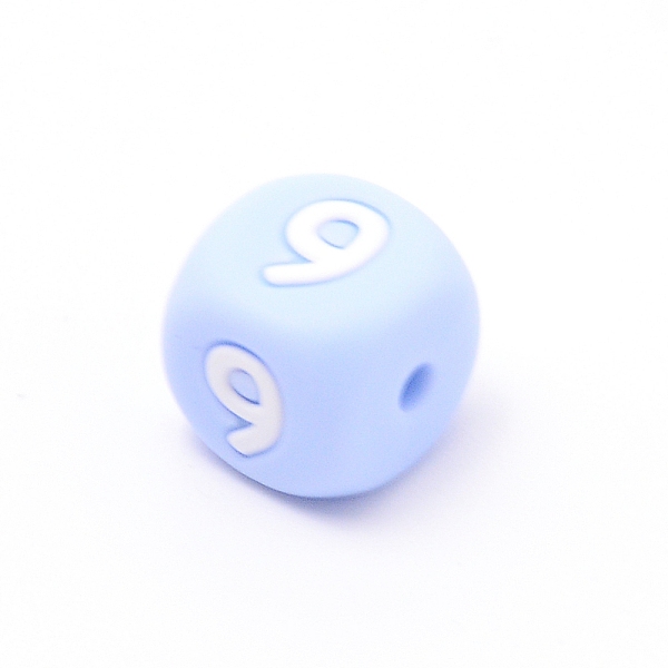 

PandaHall Silicone Beads, for Bracelet or Necklace Making, Arabic Numerals Style, Light Sky Blue Cube, Num.9, 10x10x10mm, Hole: 2mm Silicone...