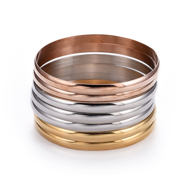 Fashion Tri-color 304 Stainless Steel Buddhist Bangle Sets