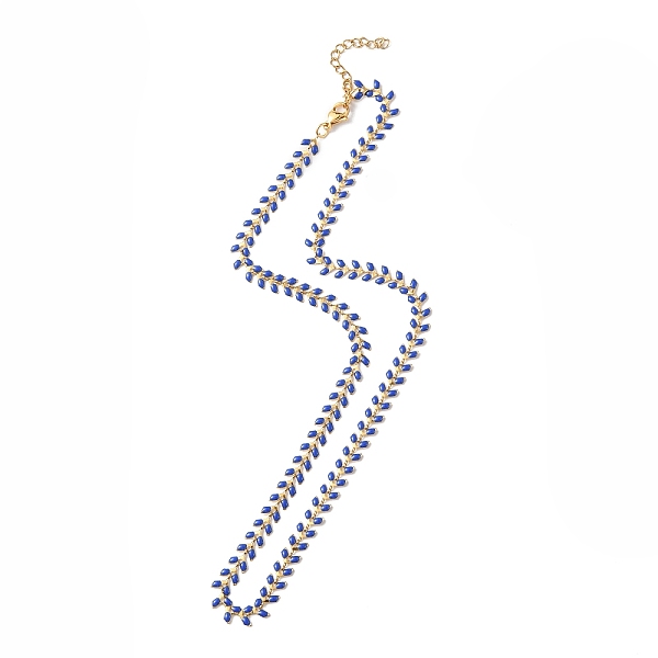 

PandaHall Enamel Ear of Wheat Link Chain Necklace, Vacuum Plating 304 Stainless Steel Jewelry for Women, Medium Blue, 17-1/2~17-5/8 inch...