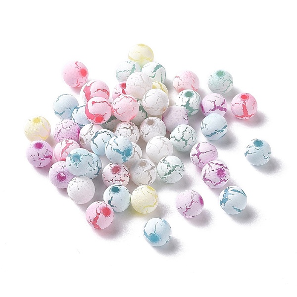 

PandaHall Spray Painted Acrylic Beads, Crackle Style, Round, Mixed Color, 8x7.5mm, Hole: 1.8mm, about 1850pcs/500g Acrylic Round Multicolor