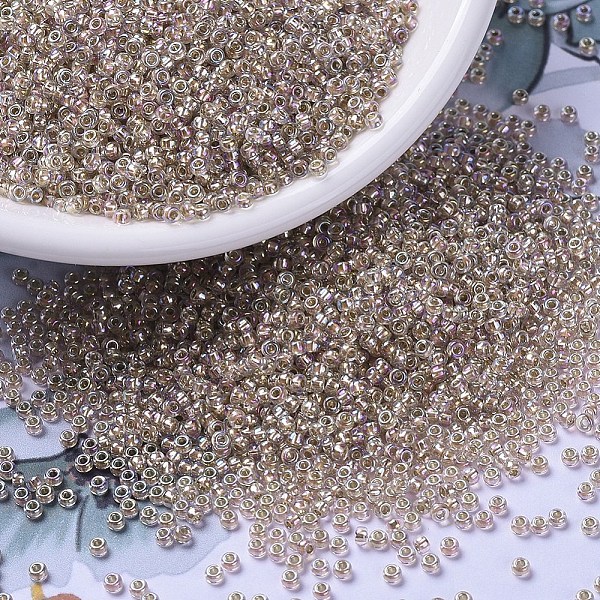 

PandaHall MIYUKI Round Rocailles Beads, Japanese Seed Beads, (RR3191) Silverlined Light Blush AB, 11/0, 2x1.3mm, Hole: 0.8mm, about..., Pink