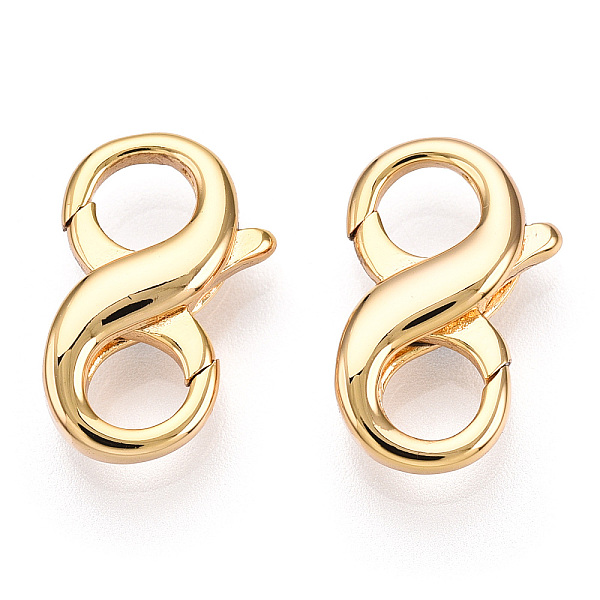 

PandaHall Brass Hook Clasps, 8 Shape, Real 18K Gold Plated, 16.5x10.5x4mm, Hole: 4.5x4.5mm Brass