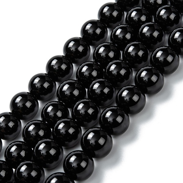 PandaHall Natural Black Onyx Beads Strands, Dyed & Heated, Glaze, Round, 10mm, Hole: 2mm, about 39pcs/strand, 14.96 inch(38cm) Black Onyx...