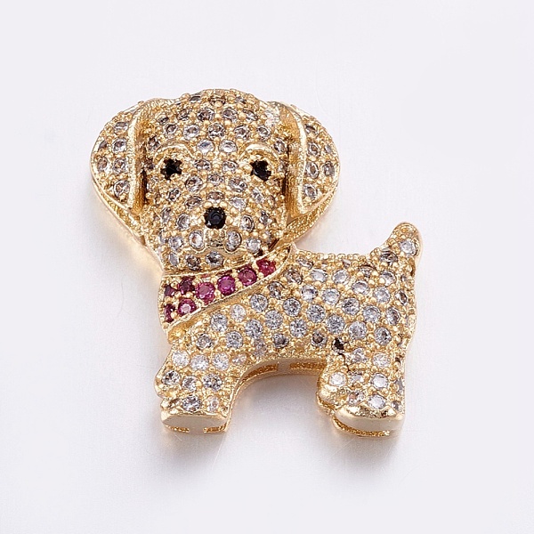 

PandaHall Brass Micro Pave Cubic Zirconia Puppy Pendants, Multi-strand Links connectors, Long-Lasting Plated, Real 18K Gold Plated, Labrador...