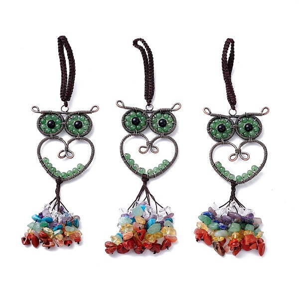 

PandaHall Natural Green Aventurine Big Pendant Decorations, with Brass Findings, Owl, Cadmium Free & Lead Free, 173mm Green Aventurine Owl