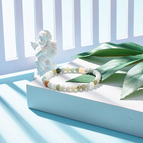 

PandaHall Natural Jadeite Round Beaded Stretch Bracelet, Gemstone Jewelry for Women, Inner Diameter: 2-1/4 inch(5.8cm), Beads: 6~6.5mm Jade