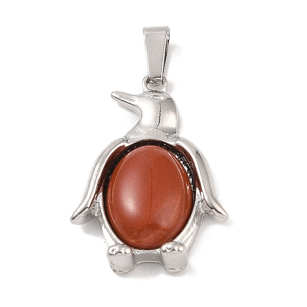 

PandaHall Natural Red Jasper Pendants, with Alloy and Iron Findings, Penguin, Platinum, 34x23.5x7mm, Hole: 8x4mm Red Jasper Penguin