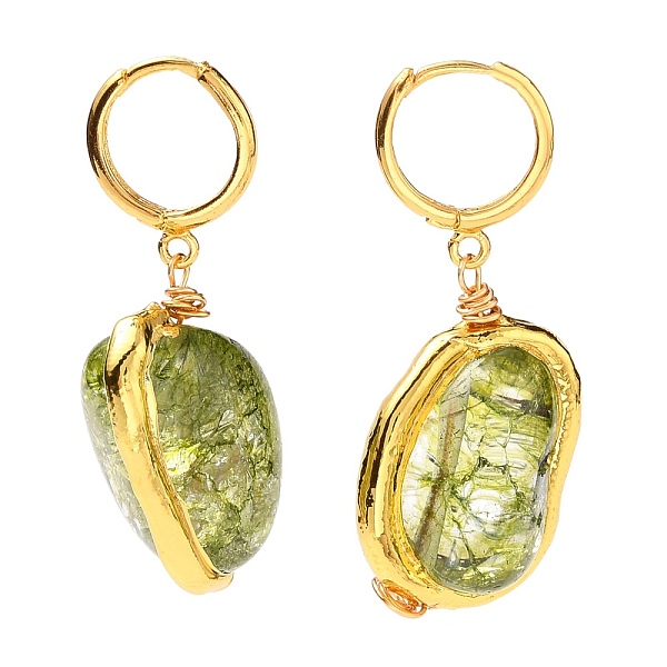 

PandaHall Brass Huggie Hoop Earring, with Dyed Natural Quartz Crystal Pendants, Nuggets, Golden, Olive Drab, 39.5~48mm, Pin: 1mm Quartz...