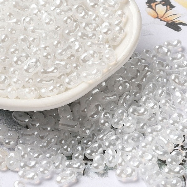

PandaHall Opaque Acrylic Beads, Pearlized, Beans, White, 6x3.5x3mm, Hole: 1.2mm, about 10000pcs/500g Acrylic White