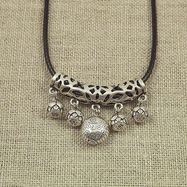 

PandaHall Jewelry Miao Yin Cang Yin Rose Hollow Bend Black Leather Rope Little Fish Lotus Female Short Necklace Alloy