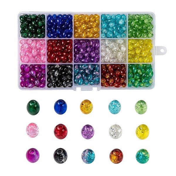 

PandaHall 15 Colors Transparent Crackle Glass Beads, Oval, Mixed Color, 8x5.5~6mm, Hole: 1mm, 15 colors, 45pcs/color, 675pcs/box Glass Oval..., Multicolor