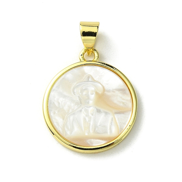 

PandaHall Rack Plating Brass Pave Natural Shell Pendants, Flat Round Charms, Long-Lasting Plated, Real 18K Gold Plated, Cadmium Free & Lead...