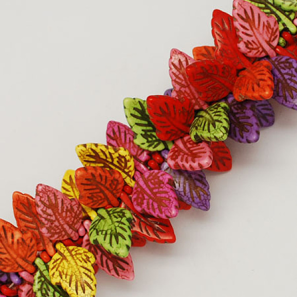 

PandaHall Synthetical Turquoise Beads Strands, Dyed, Leaf, Mixed Color, 28x18x4mm, Hole: 1mm, about 360pcs/1000g Synthetic Turquoise Leaf..., Multicolor