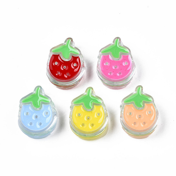 

PandaHall Transparent Acrylic Enamel Beads, Strawberry, Mixed Color, 24x18x9mm, Hole: 3.5mm Acrylic Fruit Multicolor