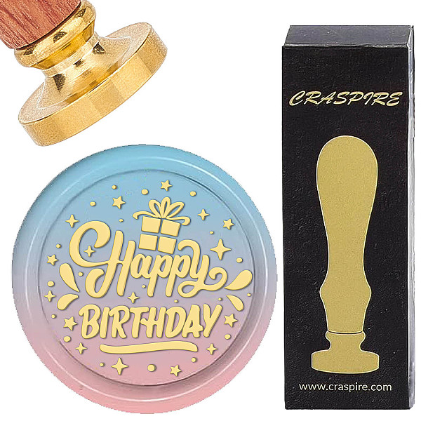 

PandaHall CRASPIRE Happy Birthday Wax Seal Stamp Star 25mm Sealing Wax Stamps Retro Rosewood Handle Removable Brass Head for Birthday...