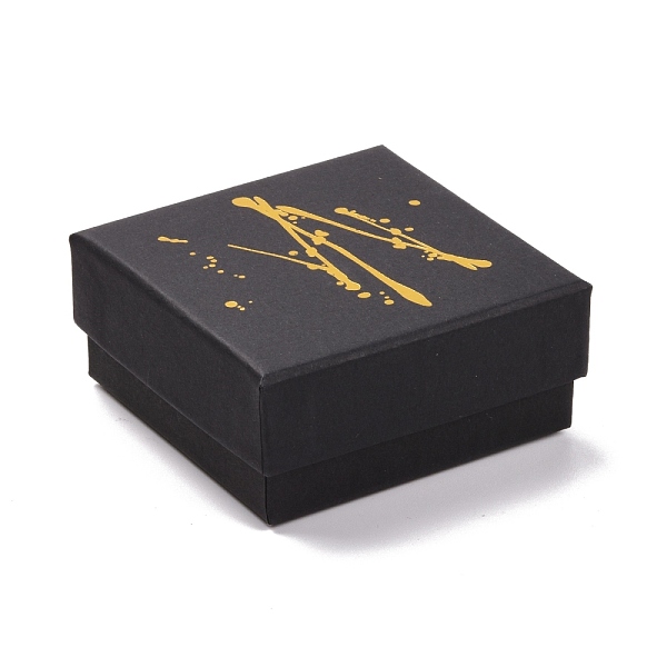 

PandaHall Hot Stamping Cardboard Jewelry Packaging Boxes, with Sponge Inside, for Rings, Small Watches, Necklaces, Earrings, Bracelet..., Black