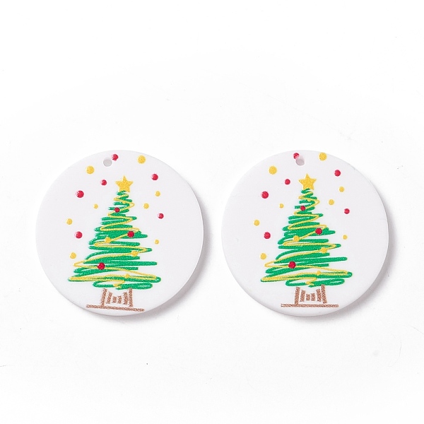 

PandaHall Christmas Acrylic Pendants, DIY Earrings Findings, Flat Round with Christmas Tree, Lime Green, 29.5x2mm, Hole: 1.4mm Acrylic Flat...