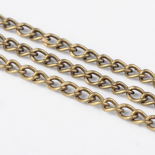 

PandaHall Iron Twisted Chains Curb Chains, Unwelded, Antique Bronze, with Spool, Link: about 2mm wide, 3.5mm long, 0.5mm thick, about 328.08...