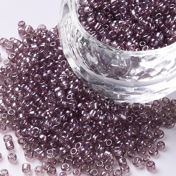 

PandaHall Glass Seed Beads, Trans. Colours Lustered, Round, Rosy Brown, 2mm, Hole: 1mm, 30000pcs/pound Glass Brown
