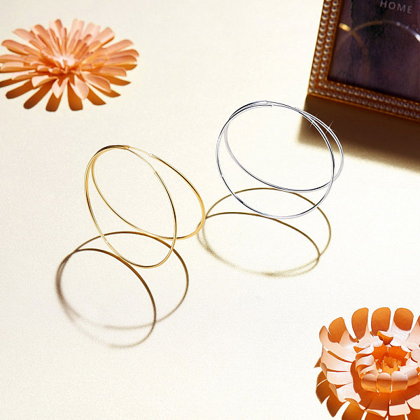 

PandaHall SHEGRACE 925 Sterling Silver Hoop Earrings, Golden, 65mm Sterling Silver