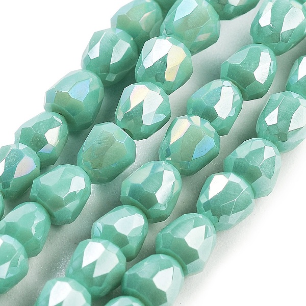 

PandaHall Electroplate Glass Beads Strands, Faceted, Bell, Aquamarine, 4x3.5~4mm, Hole: 1mm, about 98pcs/strand, 13.70''(34.8cm) Glass Bell..., Green