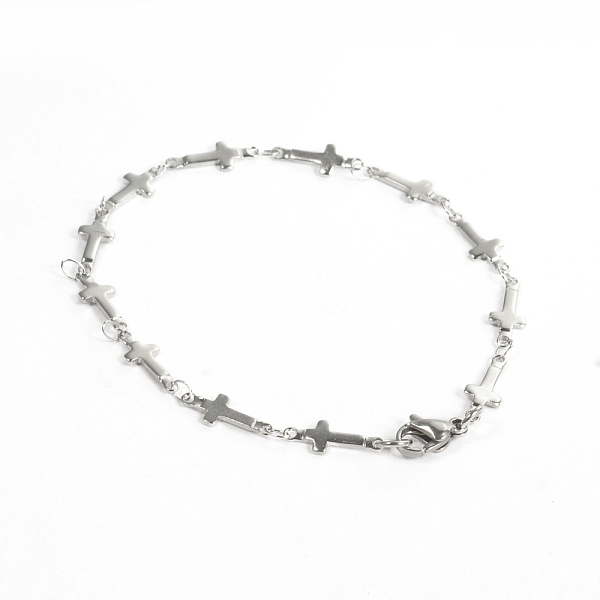 

PandaHall 304 Stainless Steel Bracelets, Cross Link Bracelets, with Lobster Claw Clasps, Stainless Steel Color, 7-7/8 inch(200mm), 5mm 304...