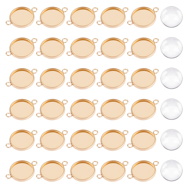 

PandaHall UNICRAFTALE 30 Sets Rose Gold Cabochon Pendants Stainless Steel Cabochon Connectors Blanks Bezel Pendant Trays Cabochon Settings...