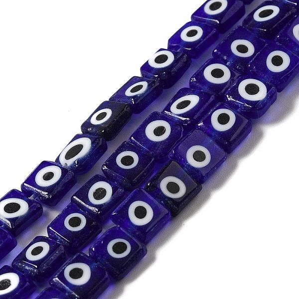 

PandaHall Handmade Evil Eye Lampwork Beads Strands, Square, Midnight Blue, 5.5~6x5.5~6x2.5mm, Hole: 1.2mm, about 66pcs/strand, 15.35 inch...