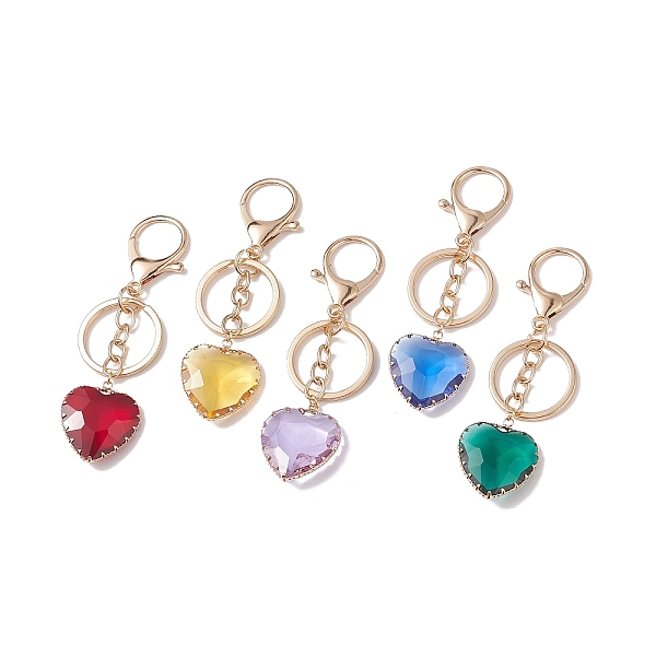 

PandaHall Colorful Heart Glass Pendant Keychain, with Alloy Findings, Mixed Color, 10cm Glass Heart Multicolor