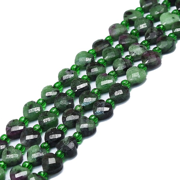 

PandaHall Natural Ruby in Zoisite Beads Strands, with Seed Beads, Faceted, Heart, 6x6x3.5mm, Hole: 1mm, about 50pcs/strand, 15.35 inch(39cm)...