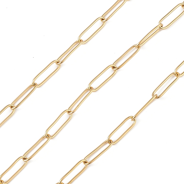 

PandaHall 304 Stainless Steel Paperclip Chains, Unwelded, with Spool, Golden, 14.5x4.5x1mm, about 32.81 Feet(10m)/Roll 304 Stainless Steel