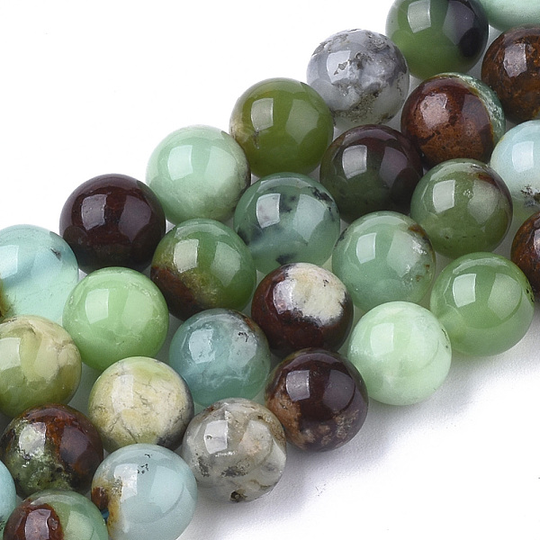 PandaHall Natural Chrysoprase Beads Strands, Round, 8~9mm, Hole: 1mm, about 45~48pcs/strand, 15.7 inch Chrysoprase Round