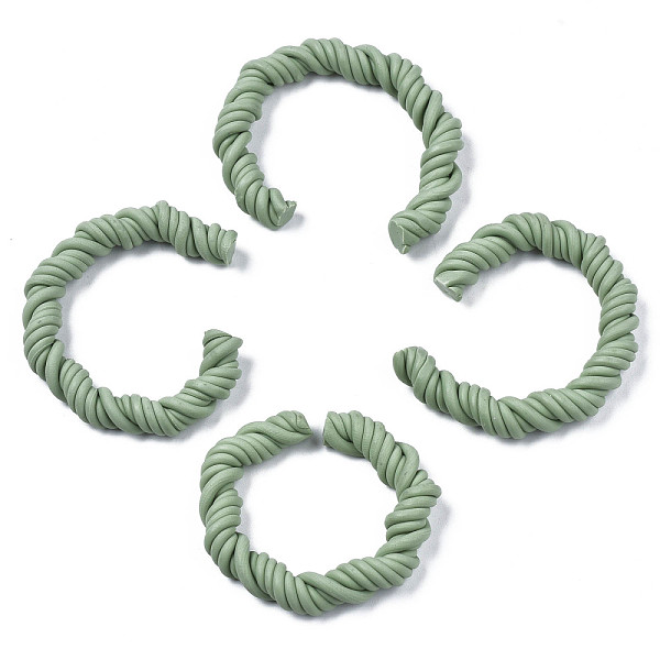 

PandaHall Polymer Clay Twist Rope Open Ring, for DIY Jewelry Making, Medium Aquamarine, 41~43x37~40x6.5~7.5mm Polymer Clay