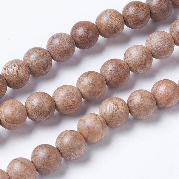 PandaHall Natural Wood Beads Strands, Round, BurlyWood, 6mm, Hole: 1mm, about 63pcs/strand, 14.9 inch(38cm) Wood Round Orange