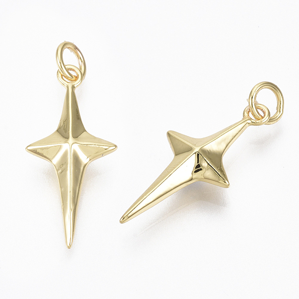 

PandaHall Brass Pendants, with Jump Rings, Nickel Free, Star, Real 18K Gold Plated, 23x10.5x4mm, Hole: 3mm Brass Star