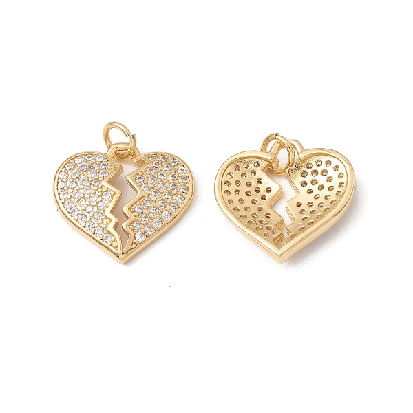 

PandaHall Rack Plating Brass Pendants, with Cubic Zirconia & Jump Ring, Breaking Heart Charm, Cadmium Free & Lead Free, Long-Lasting Plated..., Clear