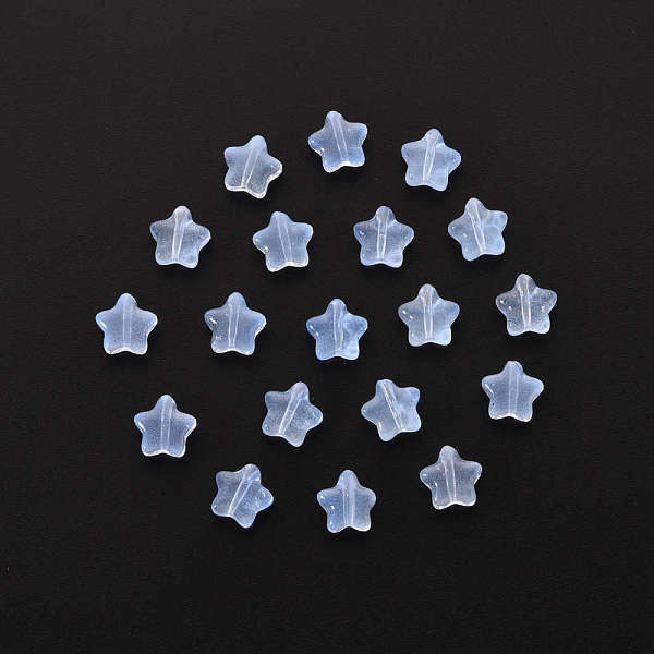 

PandaHall 20Pcs Transparent Glass Beads, Star, Light Sky Blue, 8x8.5x4.5mm, Hole: 1mm Glass Star