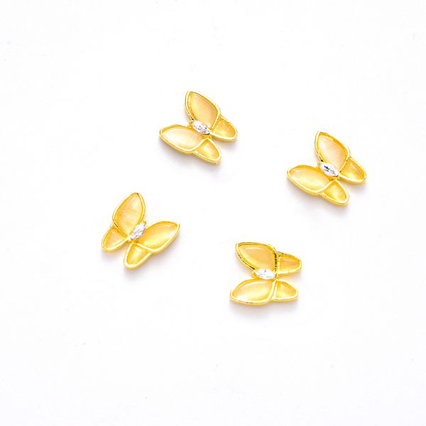 

PandaHall Alloy Crystal Rhinestone Cabochons, with Resin, Nail Art Decoration Accessories, Butterfly, Golden, 12.5x12x3mm Alloy+Rhinestone..., Clear