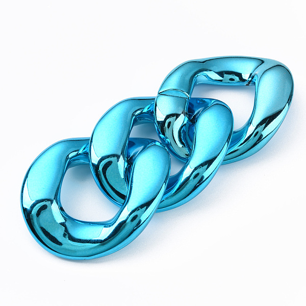 

PandaHall UV Plating Acrylic Linking Rings, Quick Link Connectors, for Curb Chains Jewelry Making, Twist Oval, Pale Turquoise, 48x40x12mm...