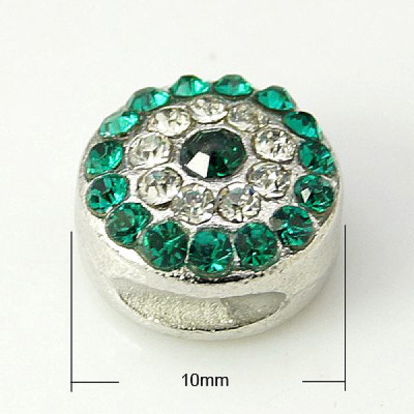 

PandaHall Alloy Rhinestone Beads, Cadmium Free & Lead Free, Grade A, Platinum Color, Round, Emerald, 10x6mm, Hole: 1.5mm Alloy+Rhinestone..., Green