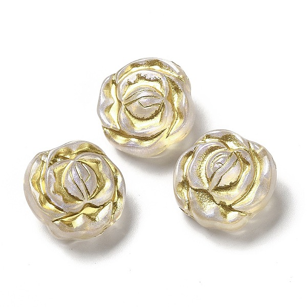 

PandaHall UV Plating Acrylic Beads, Golden Metal Enlaced, Flower, Clear, 16x9.5mm, Hole: 1.6mm, about 450pcs/500g Acrylic Flower Clear