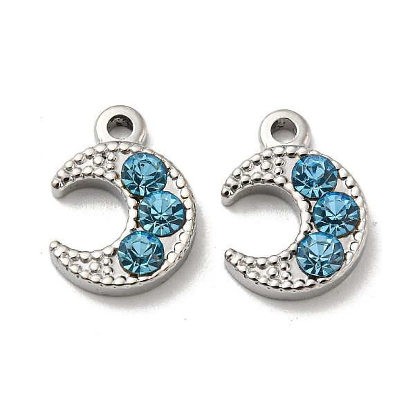 

PandaHall 304 Stainless Steel Charms, with Aquamarine Rhinestone, Crescent Moon, Stainless Steel Color, 13.5x10x3mm, Hole: 1.6mm Stainless..., Cyan