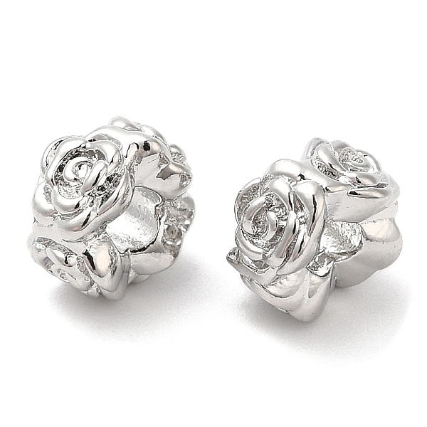 

PandaHall Brass Spacer Beads, Rose, Real Platinum Plated, 8x5mm, Hole: 2.8mm Brass Flower