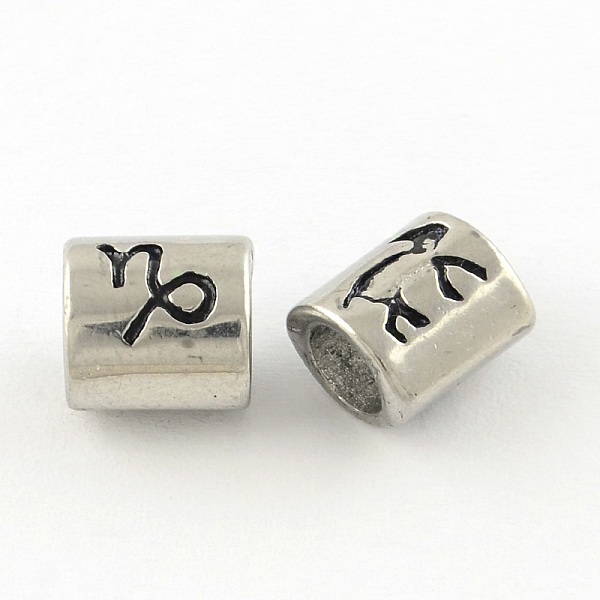 

PandaHall Smooth Surface 304 Stainless Steel European Bead, Large Hole Beads, Oval Constellation/Zodiac Sign Style, Capricorn, 9x8.5x6.5mm...