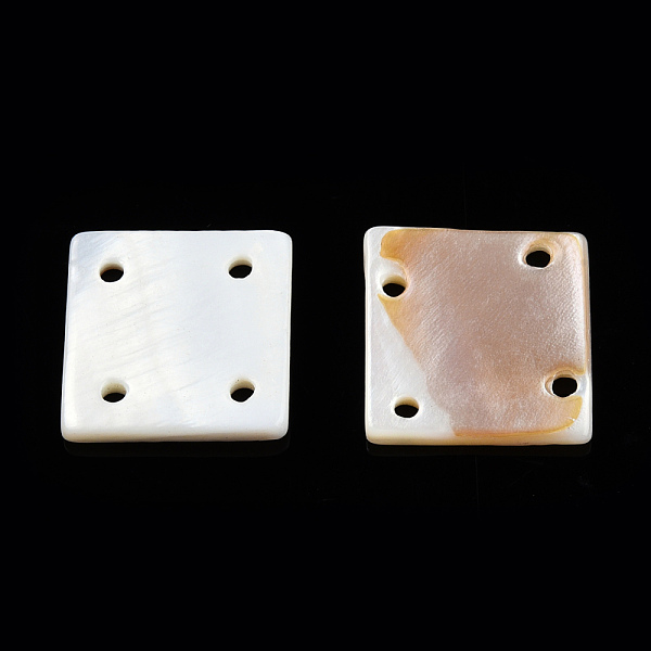 

PandaHall Natural Freshwater Shell Buttons, 4-Hole, Square, Creamy White, 14~16.5x14~16.5x1.5~2mm, Hole: 1.5mm Shell Square