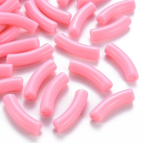 

PandaHall Opaque Acrylic Beads, Curved Tube, Pink, 32x9.5x8mm, Hole: 1.8mm Acrylic Tube Pink