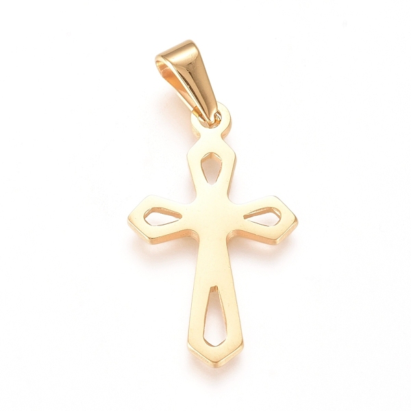 

PandaHall 304 Stainless Steel Pendants, Cross, Golden, 28x16.5x1.5mm, Hole: 8mm 304 Stainless Steel Cross