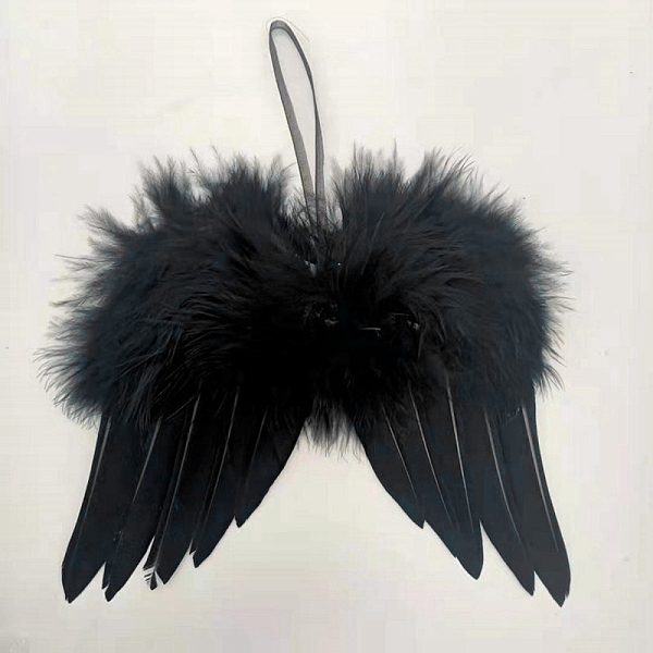 

PandaHall Mini Doll Angel Wing Feather, with Polyester Rope, for DIY Moppet Makings Kids Photography Props Decorations Accessories, Black...